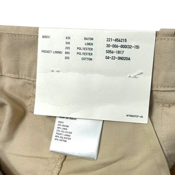 Uniqlo Linen Blend Tucked Wide Leg Pants NWT Women's Sz XL Beige Neutral Coastal - Picture 5 of 8